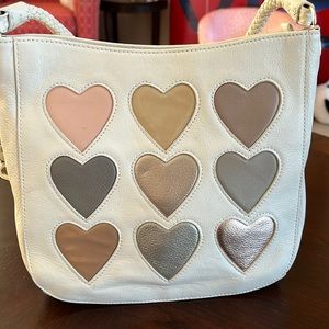 Brighton leather bag with multi colored hearts